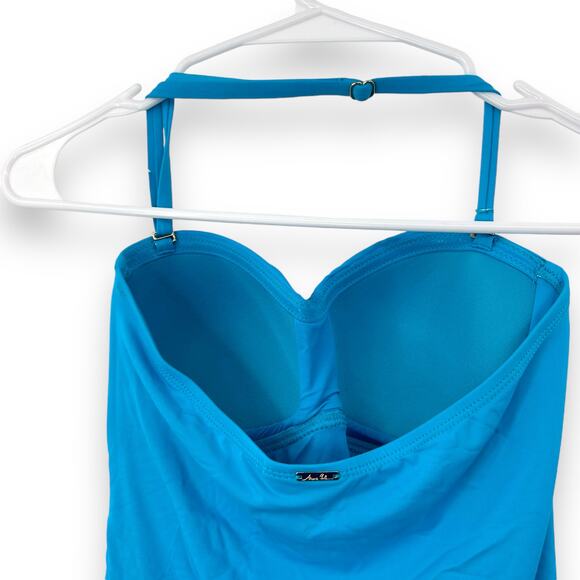 NEW Anne Cole Twist Front Halter One Piece Swimsuit Size 6 Cerulean Blue Bandeau - Picture 7 of 12